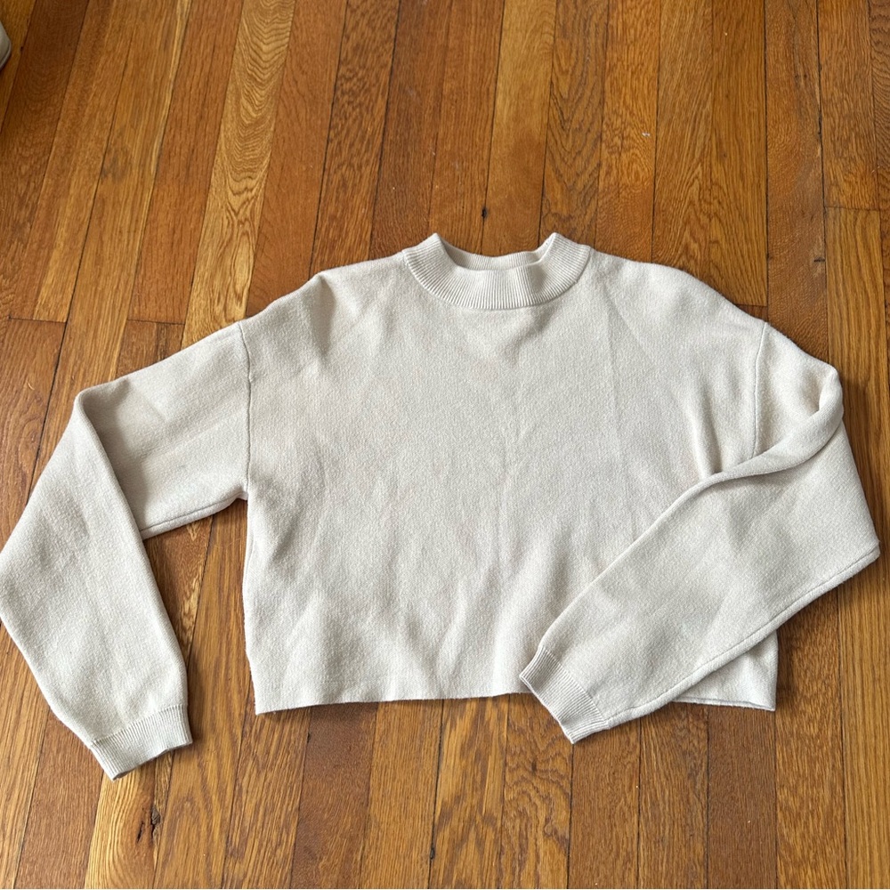 Light Cream Bershka Cropped Sweater